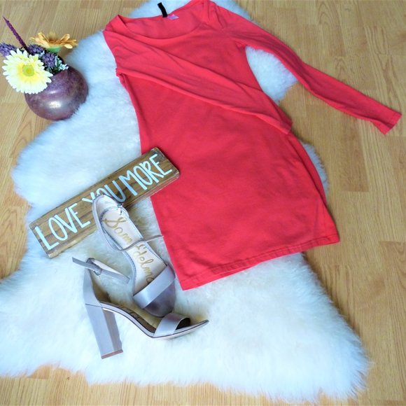 Longsleeve Bodycon Dress, Coral/Orange/Pink - Picture 2 of 8